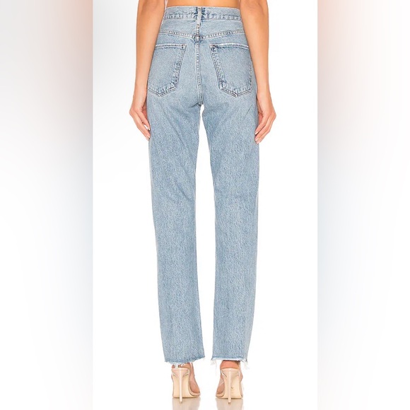 AGOLDE Cherie High Rise Straight Jeans in Merit Size 24 Distressed Hem Denim - Picture 4 of 16